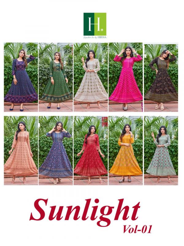 Hirwa Sunlight vol1 Rayon Designer anarkali Kurti collection